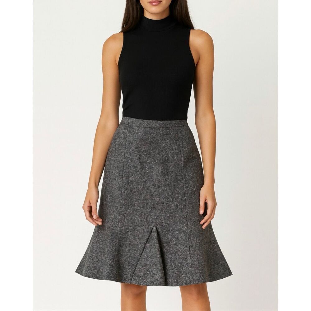 NEW Garfield & Marks Gravina Tweed Ruffle Hem Skirt Gray Size 4